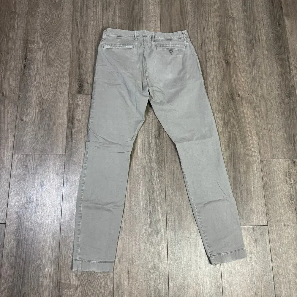 J.Crew Stretch 250 Skinny Chino Pants Mens 30x32 Gray Twill Cotton Blend Zip Fly